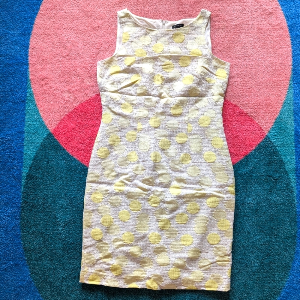Ann Taylor tweed yellow dot dress